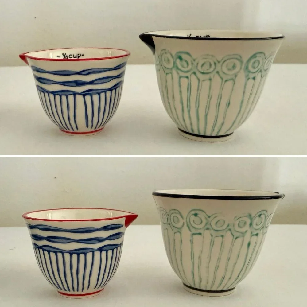 Handpainted Ceramic Measuring Cups Set Mix and Match Styles Set Rustic Cottage